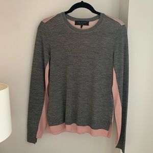 rag & bone Pink and Grey Contrast Long Sleeve Top